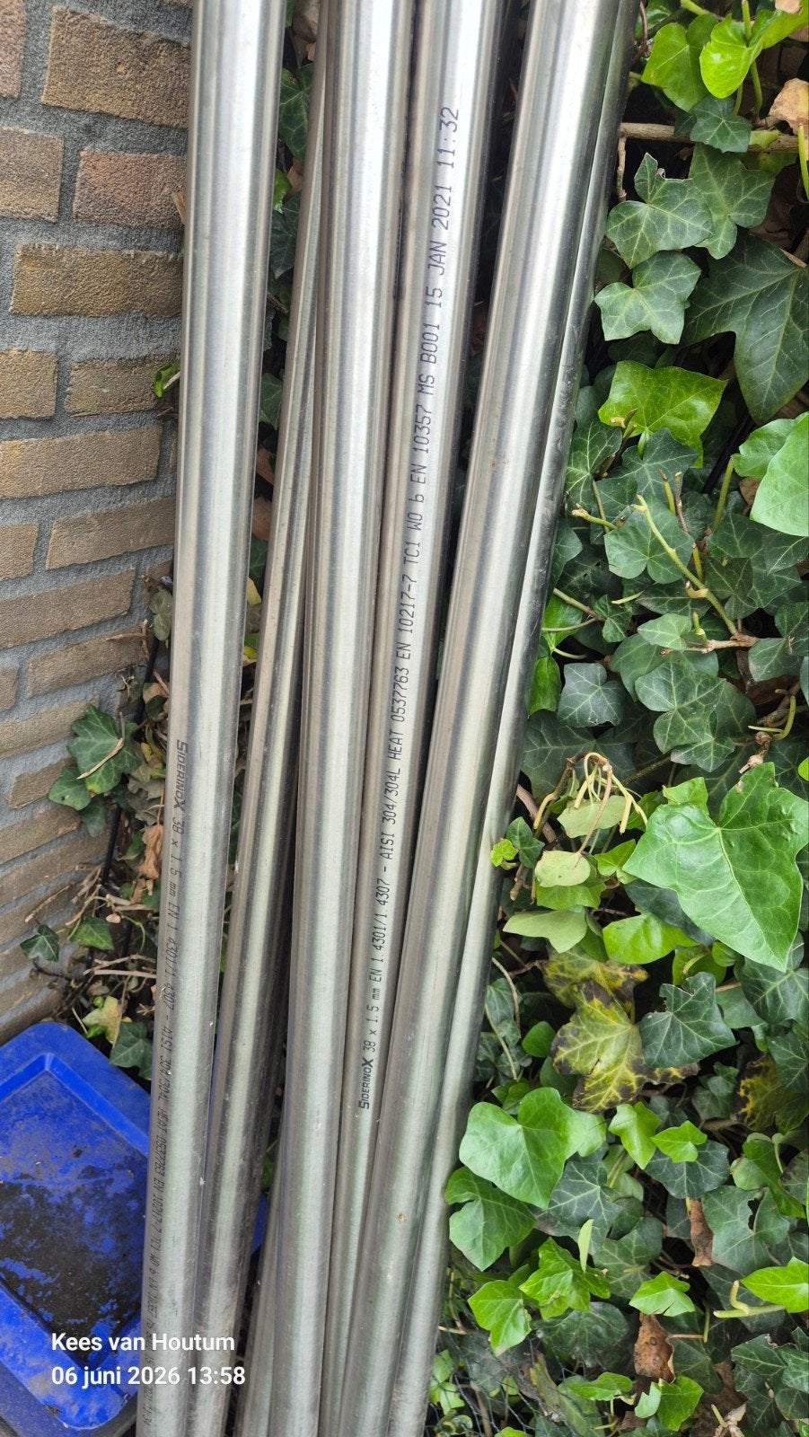 RVS pijpen rond 38mm x 2 meter - 9 stuks, Ophalen