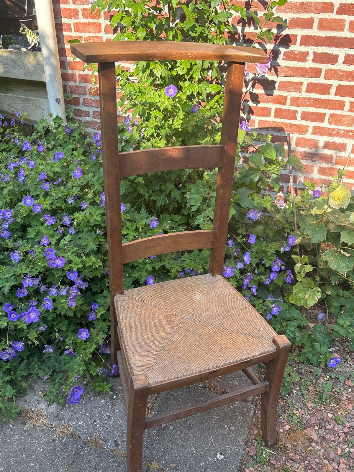 Vintage Franse bidstoel met rieten zitting, Ophalen