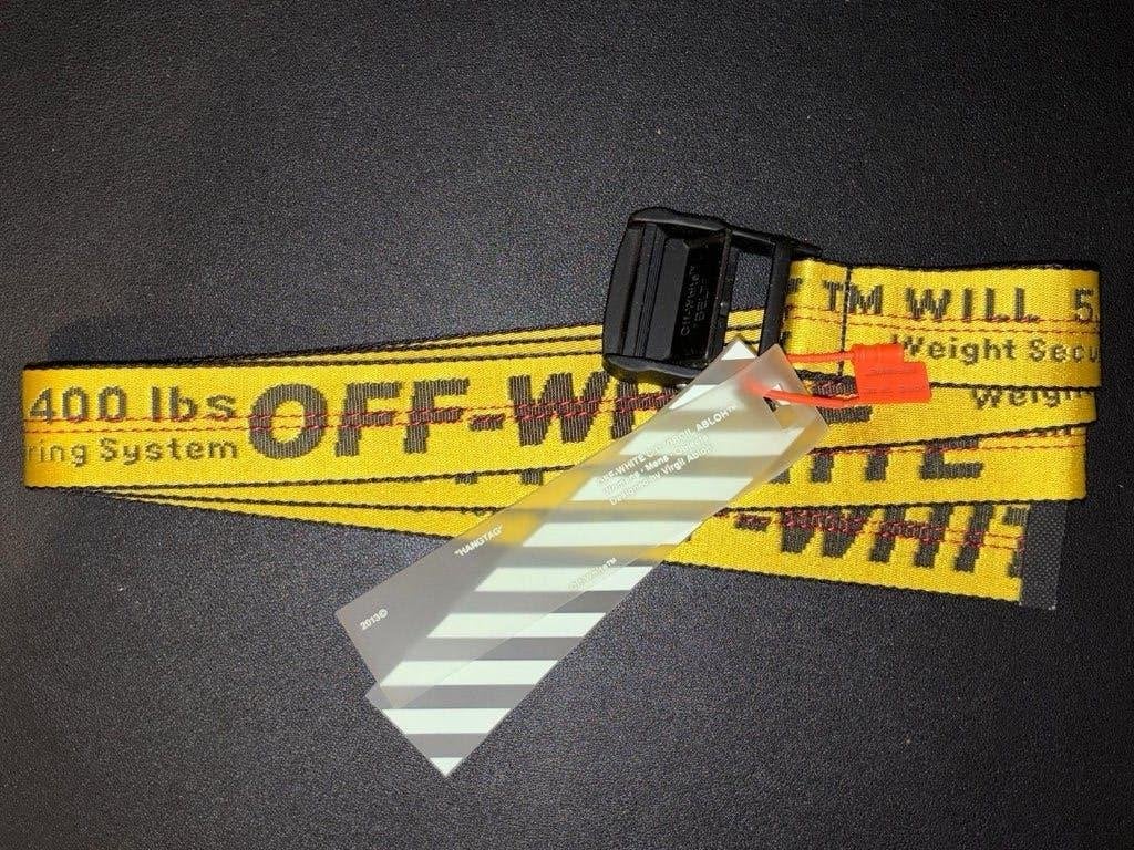 Originele Off-White Industrial Belt in geel/zwart., Off-White, Zwart, Ophalen of Verzenden, Zo goed als nieuw