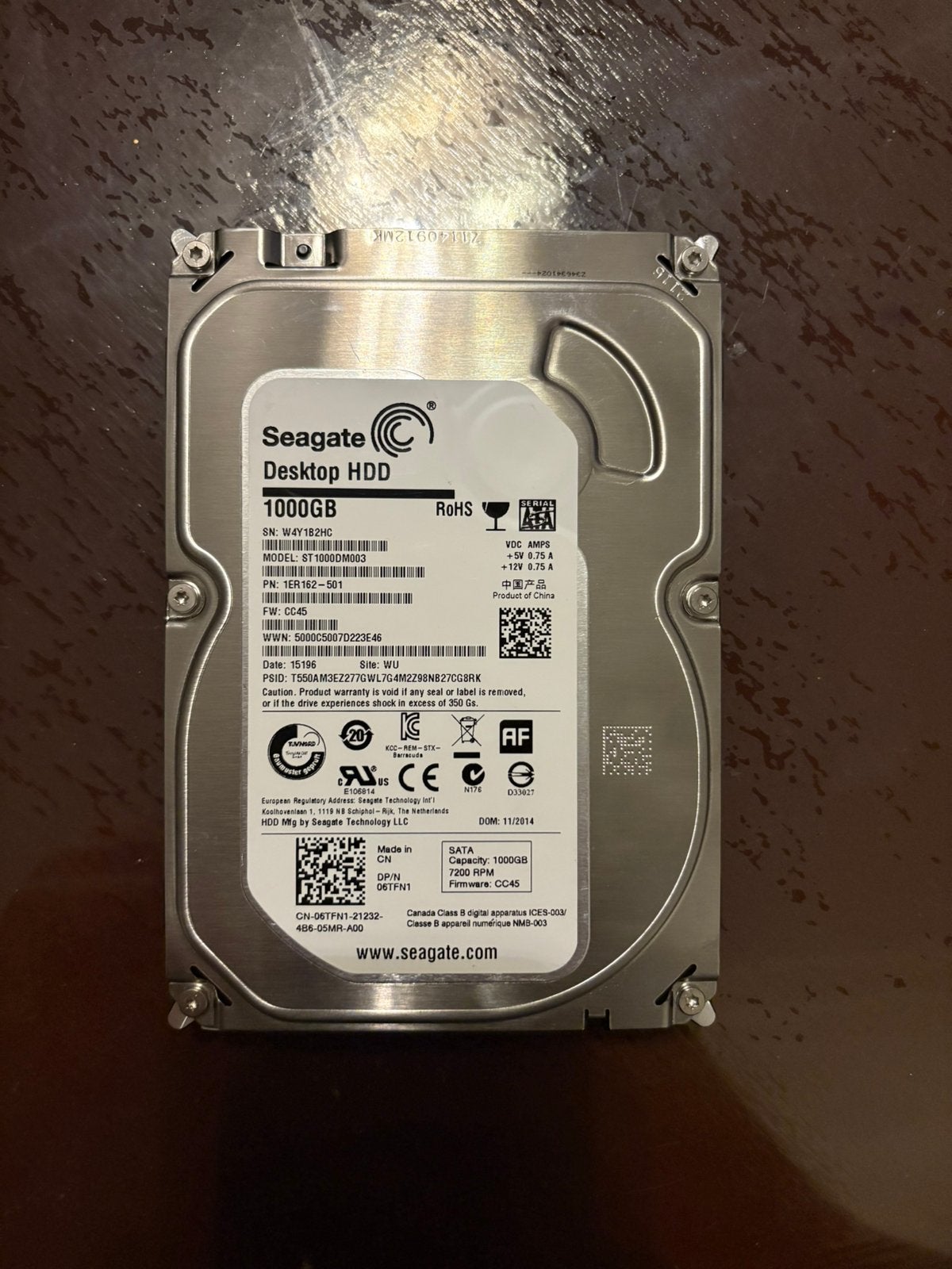 1TB HDD, Ophalen of Verzenden, Zo goed als nieuw, Desktop, USB