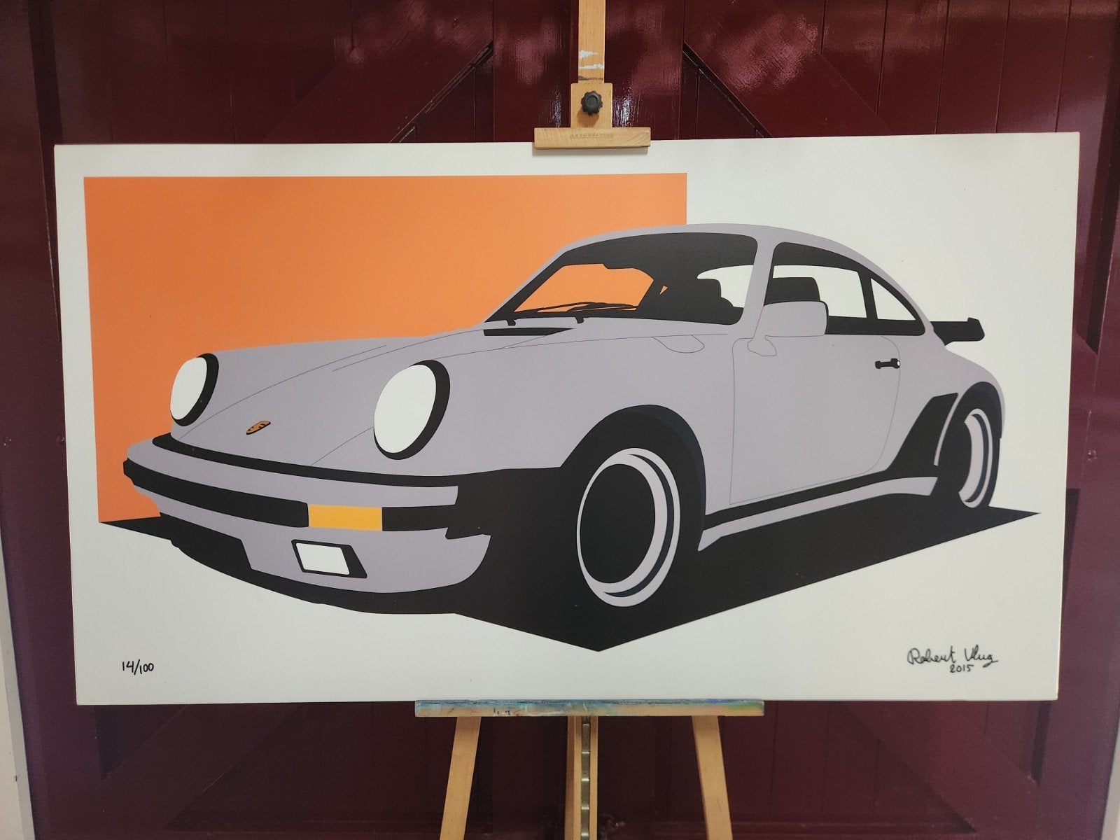 Kunstwerk Porsche 911 930 door Robert Vlug, Antiek en Kunst, Ophalen, Gesigneerd, Overige onderwerpen, Offsetdruk