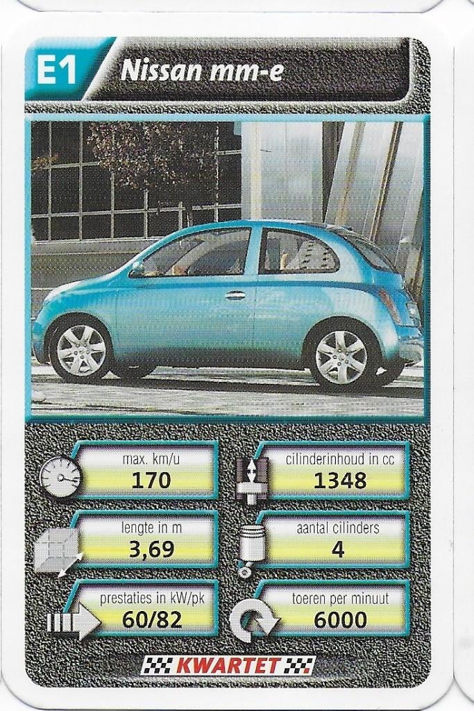 Kw4290 autokaartje e1 nissan mm-e, Ophalen of Verzenden, Zo goed als nieuw, Auto's