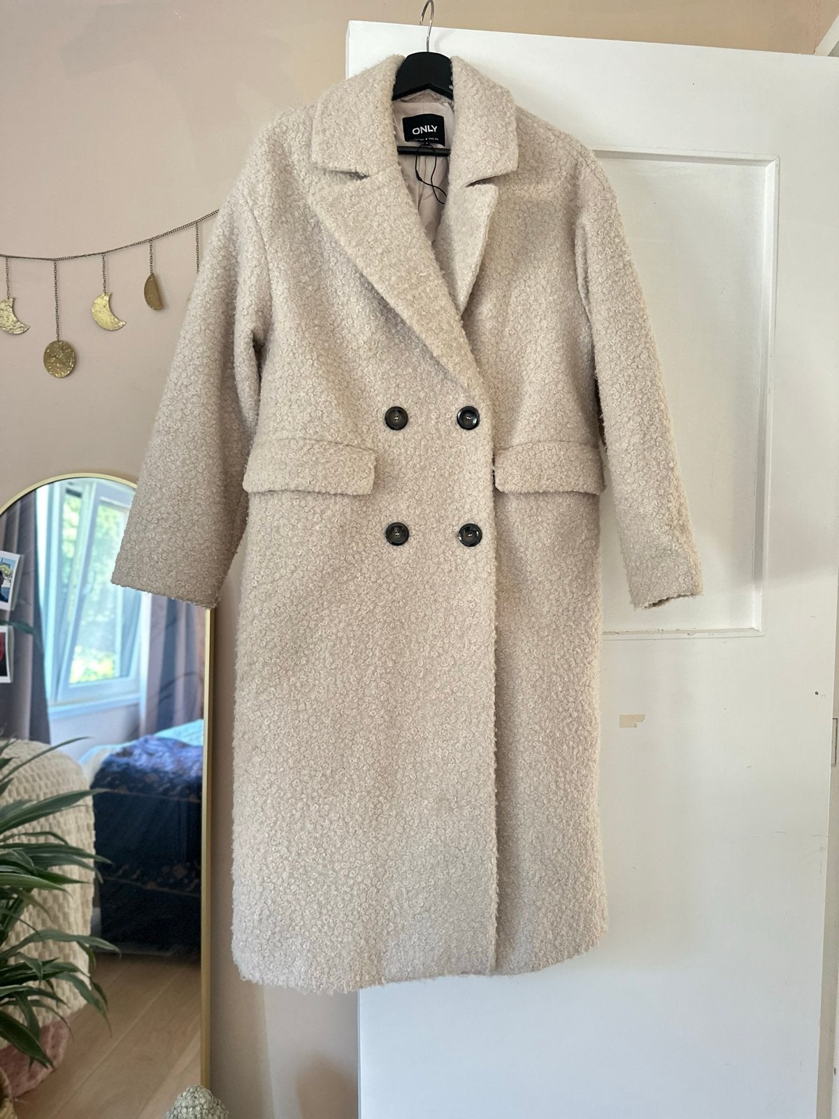 ONLY Bouclé jas off white, Ophalen of Verzenden, Zo goed als nieuw, Wit