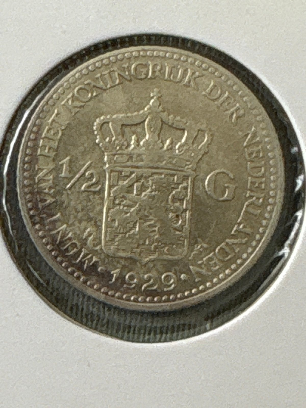 Zilveren halve gulden 1929 Koningin Wilhelmina, ½ gulden, Zilver, Ophalen of Verzenden, Koningin Wilhelmina