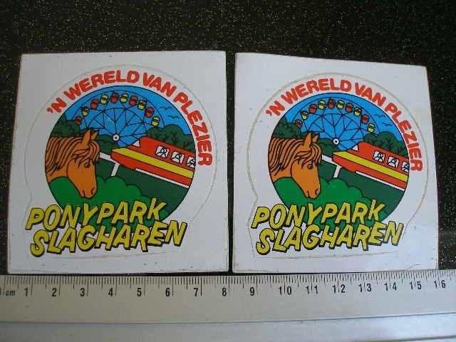 2x sticker ponypark slagharen 'n wereld van plezier vintage, Verzenden, Zo goed als nieuw, Bedrijf of Vereniging