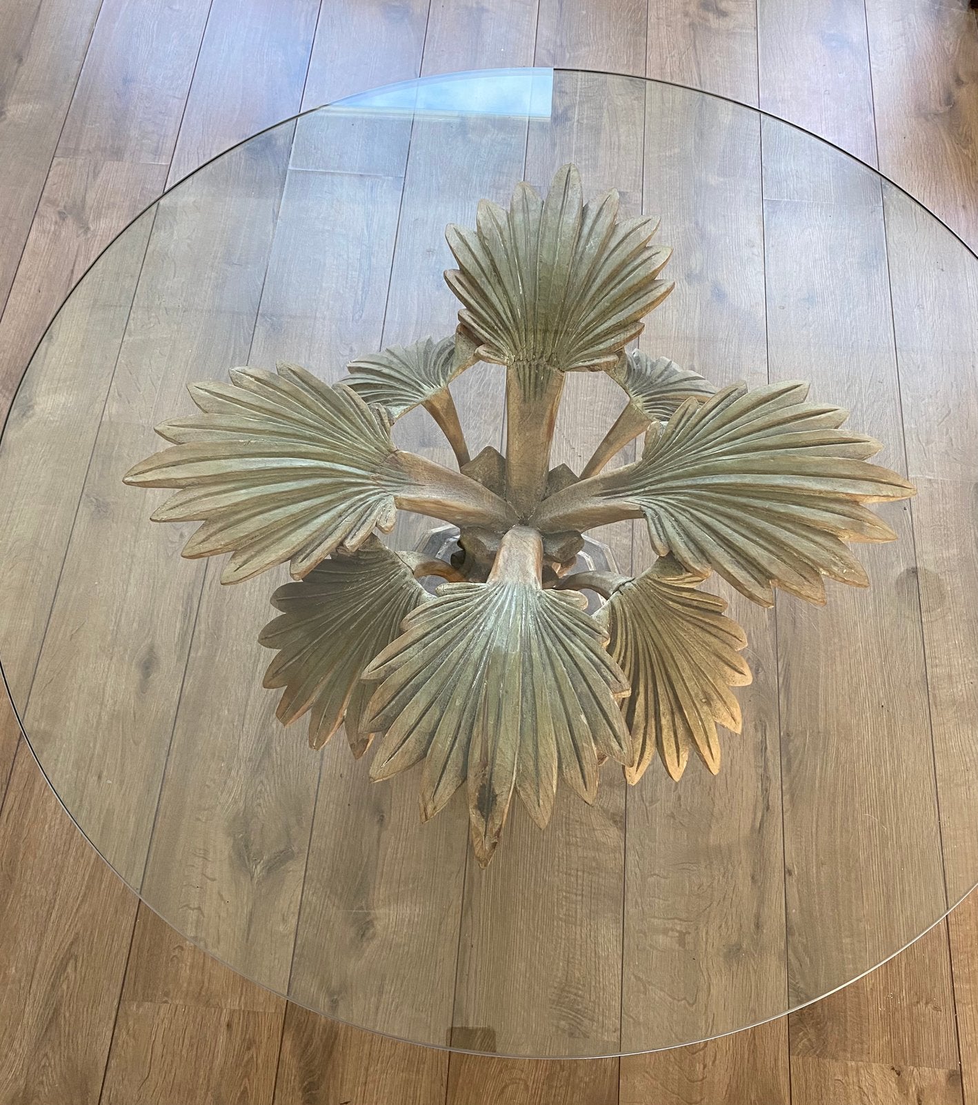 Handgesneden salon tafel, Ophalen, Gebruikt, 100 tot 150 cm, Rond