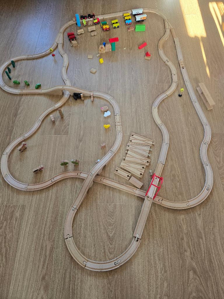 Houten treinset, Kinderen en Baby's, Speelgoed | Houten speelgoed, Ophalen, Gebruikt