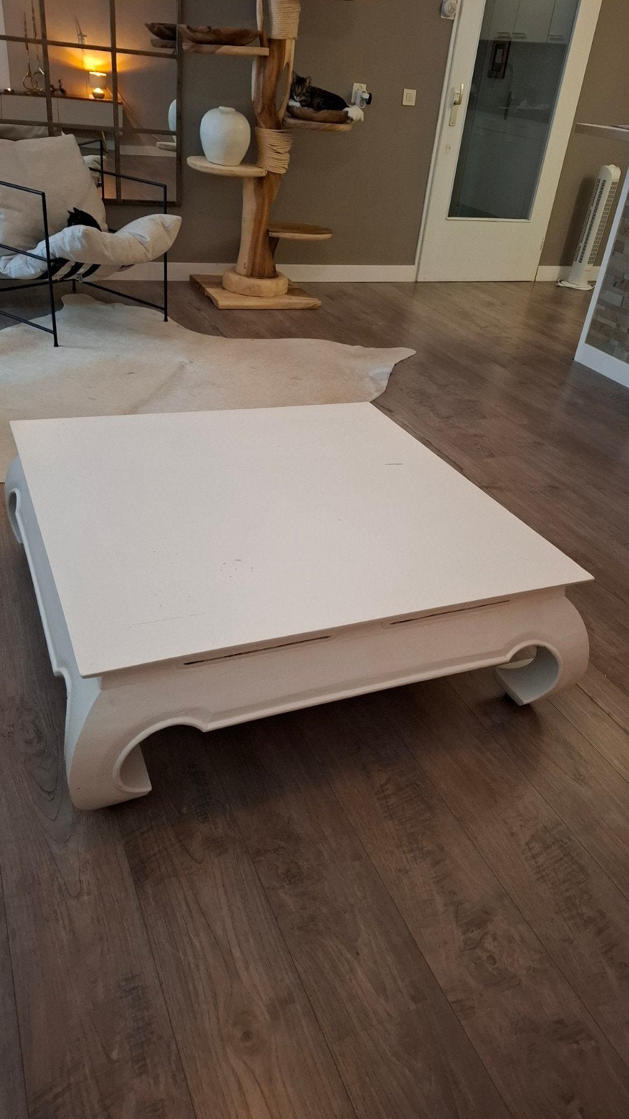 Opium salontafel 1x1 meter - opknapper, Gebruikt, Vierkant, Ophalen of Verzenden, Overige houtsoorten