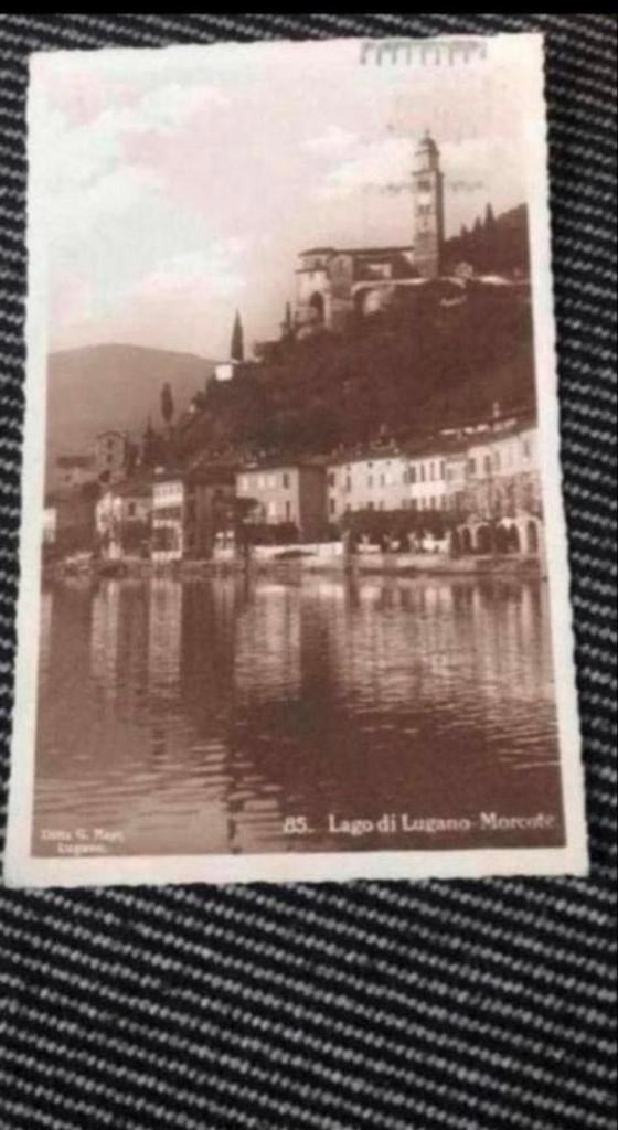 Lugano, Lago di Lugano - Morcote - Gelopen ansichtkaart 1930, Ophalen of Verzenden, 1920 tot 1940, Gelopen, Overig Europa