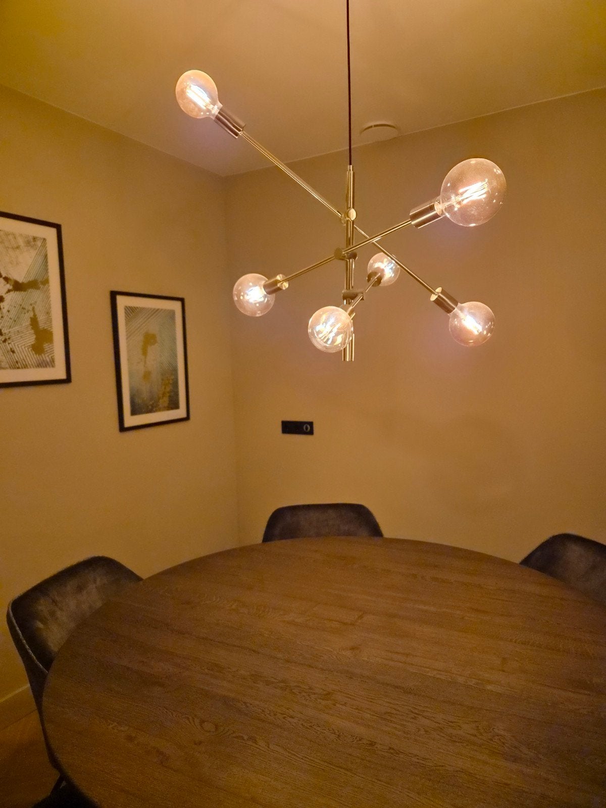 Moderne Sputnik Plafondlamp met Calex Smart Lampen, Ophalen, E27 (groot), Glas, Modern, Sputnik, Industrieel