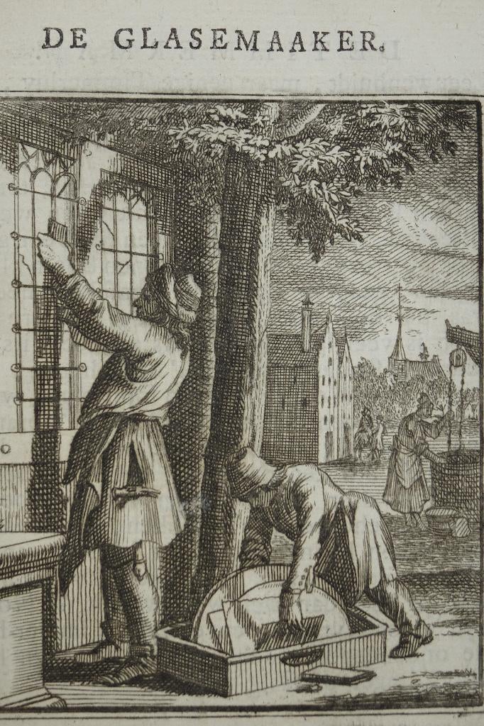 gravure de glazenmaker, glaszetter nr. 2, luyken, 18e eeuw, Verzenden