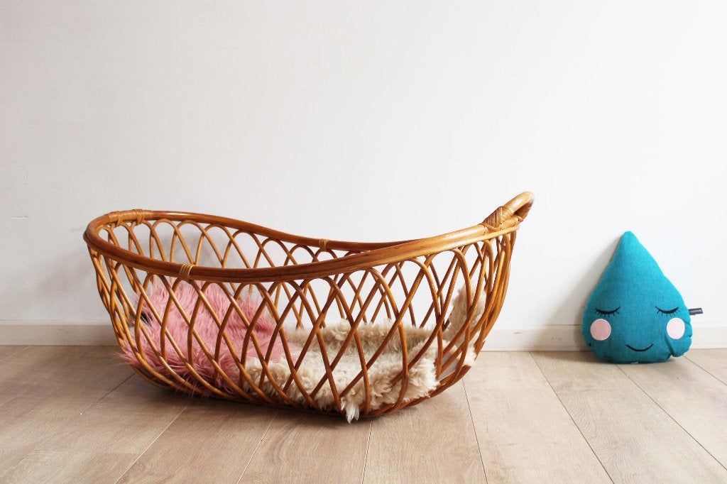 Rotan vintage reiswieg. Boho Mozes mandje / rieten wieg, Kinderen en Baby's, Ophalen, O, Wieg, Rohe