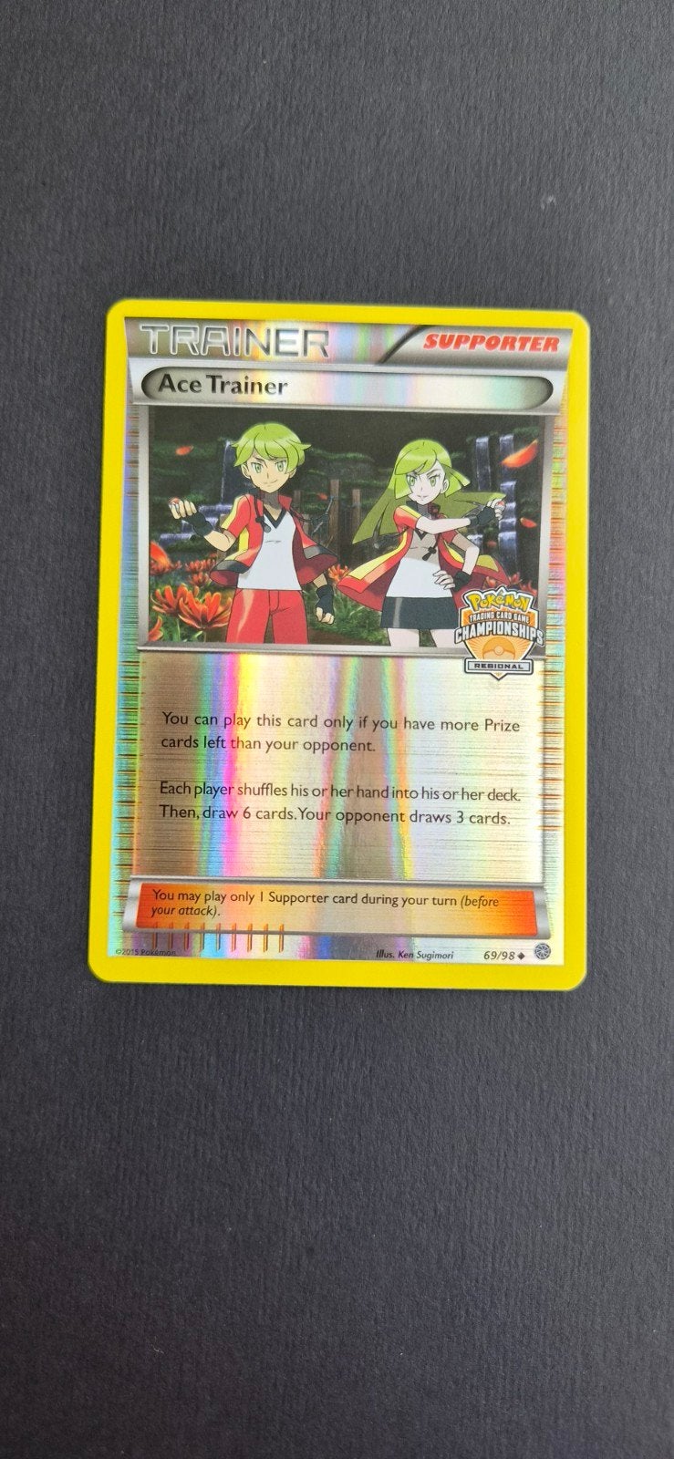 Ace Trainer (AOR 69) stamped Pokémon kaart, Ophalen of Verzenden, Zo goed als nieuw, Losse kaart, Foil