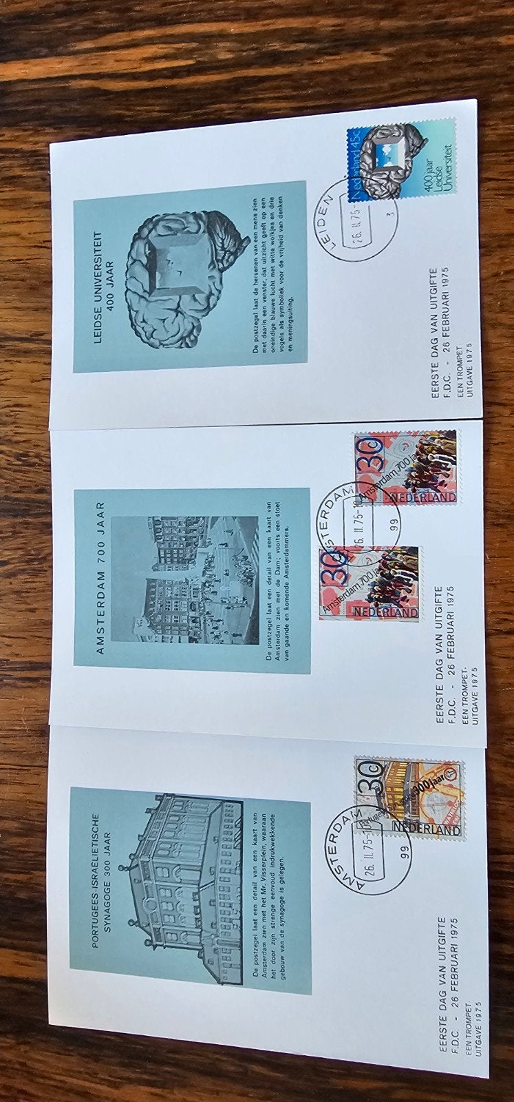 3 Eerste Dag Enveloppen (FDC) - 26 februari 1975, Postzegels en Munten, Verzenden, Nederland