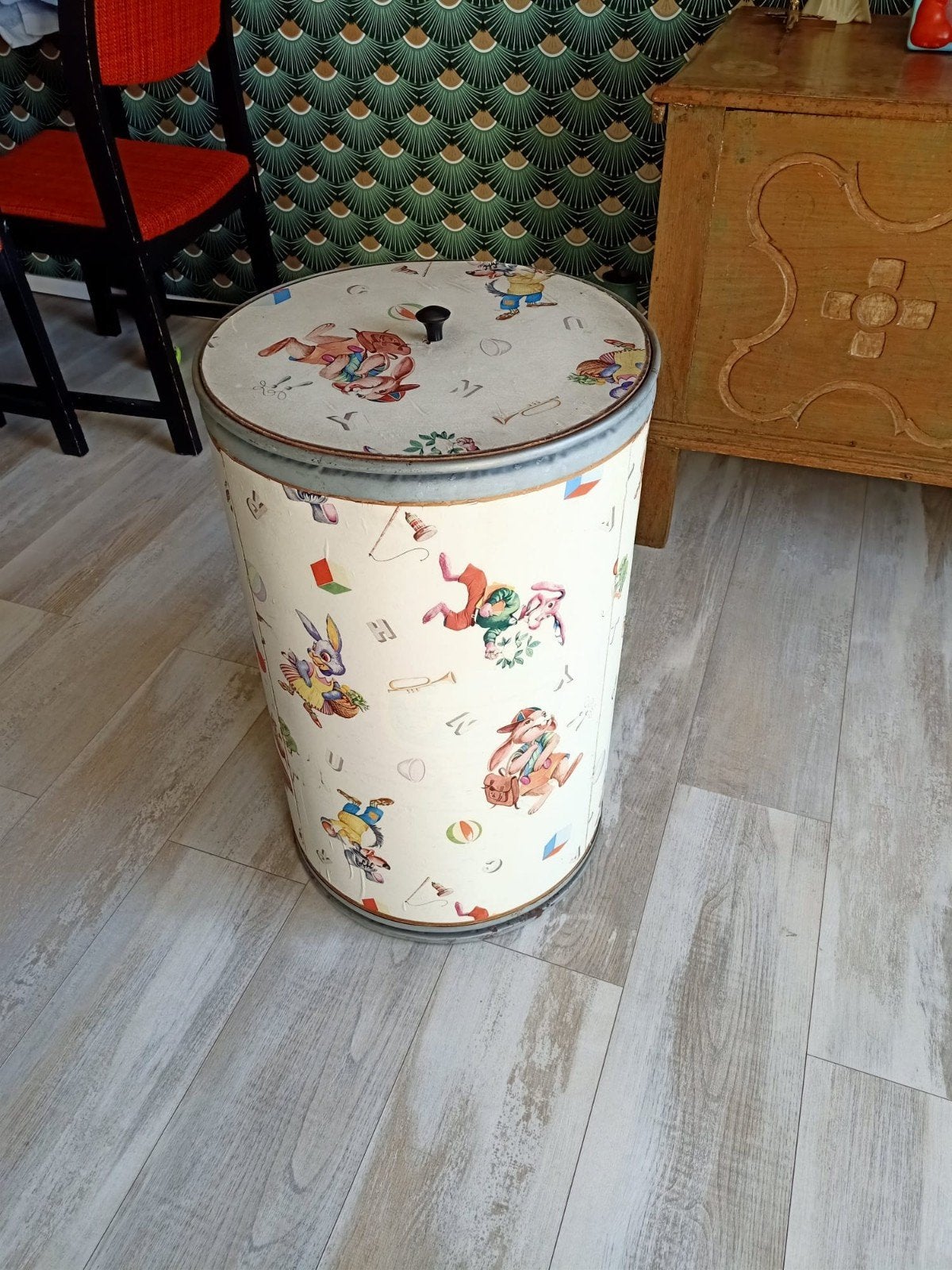 Vintage Houten opbergton voor speelgoed, Ophalen of Verzenden, Gebruikt