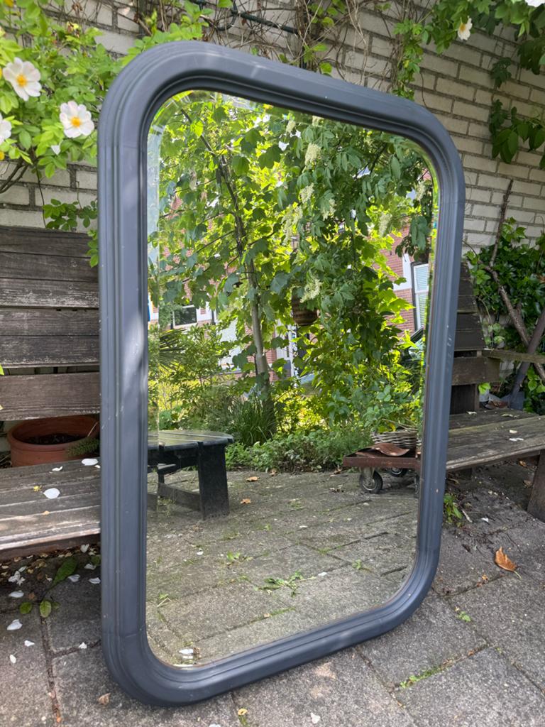 Grote rechthoekige spiegel van hout, Ophalen, Rechthoekig, 50 tot 100 cm, 100 tot 150 cm