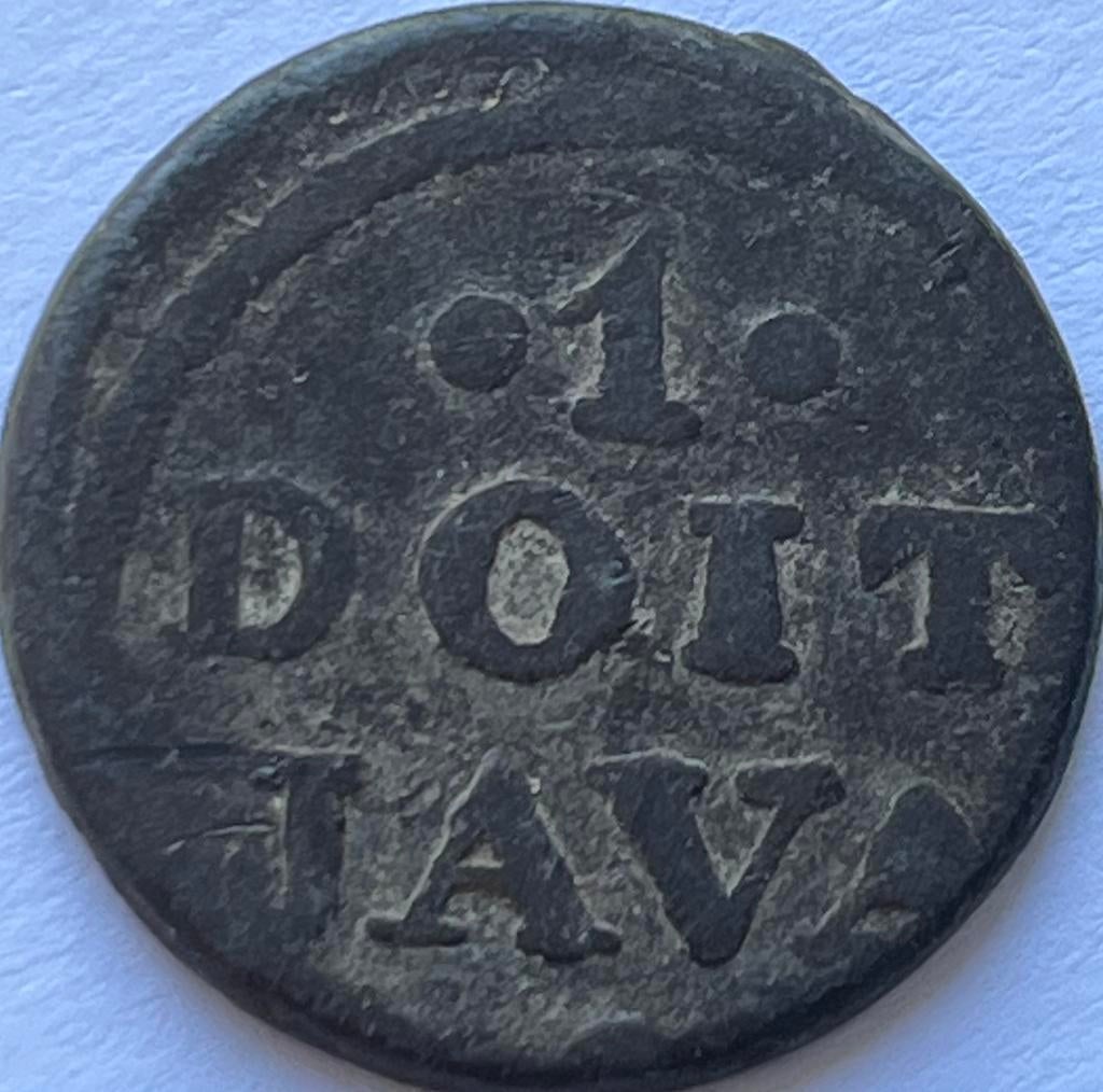 Java tinnen duit 1814, Postzegels en Munten, Munten | Nederland, Losse munt, Overige waardes, Vóór koninkrijk, Ophalen of Verzenden
