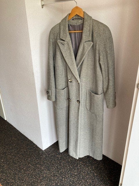 VINTAGE maxi jas wol Andres/Xandres 36 geschikt voor 38/40, Kleding | Dames, Ophalen of Verzenden, Maat 36 (S), Grijs, Gedragen