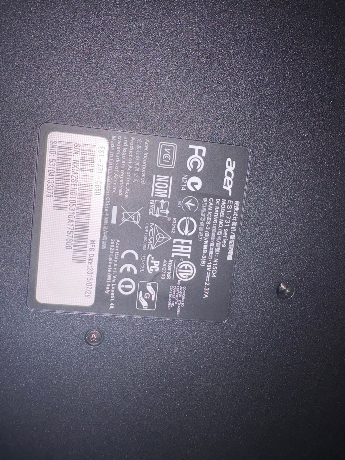Acer Aspire ES1-731 17.3" Laptop - Intel Pentium N3700, Computers en Software, Windows Laptops, Gebruikt, Qwerty, 8 GB, Minder dan 2 Ghz