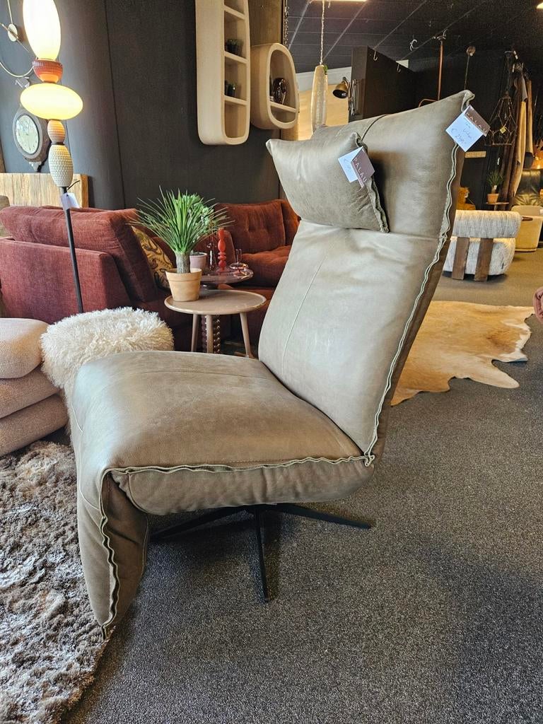 Relax fauteuil TOM chill-line vintage groen leder, Huis en Inrichting, Fauteuils, Minder dan 75 cm, Nieuw, Ophalen of Verzenden