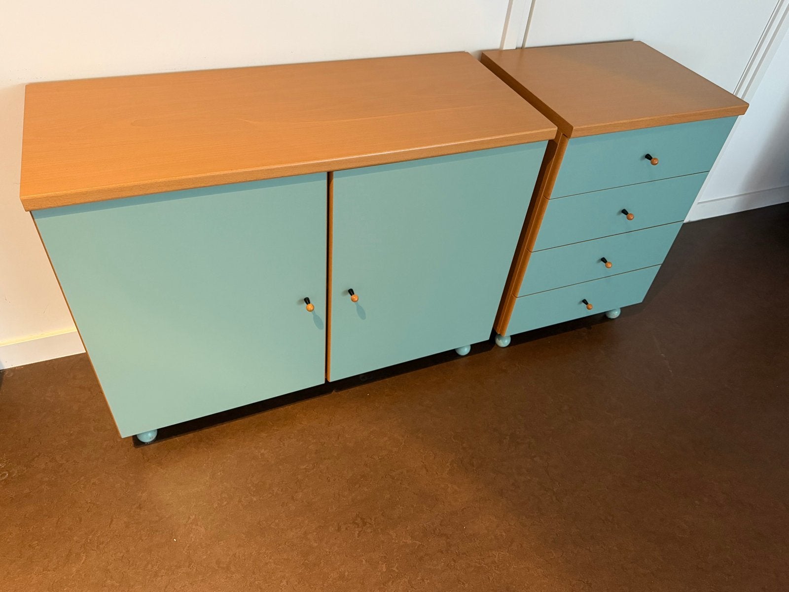 Emdeka Kinder Kastjes Set: Ladekast en Kast met Deurtjes, Ophalen, Gebruikt, 50 tot 70 cm, 105 cm of meer