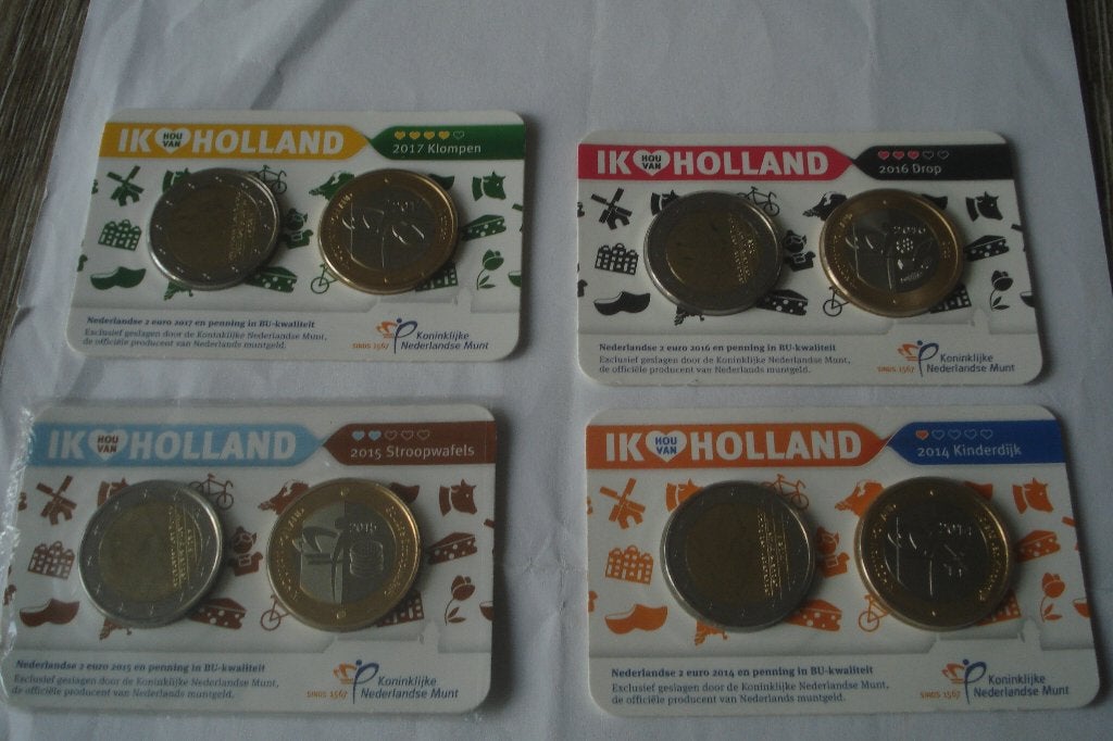 HOU VAN HOLLAND IN COINCARD 4 X, Postzegels en Munten, Ophalen of Verzenden, Koningin Beatrix, Euro's, Setje