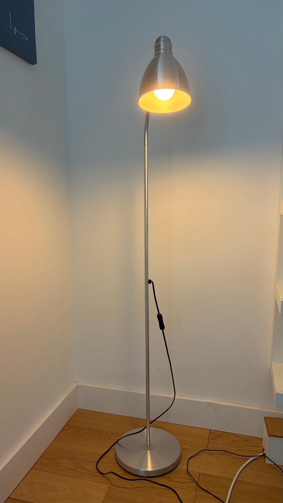 IKEA LERSTA Floor/reading lamp, aluminium chrome effect, Ophalen, Gebruikt, E27 (groot), Metaal