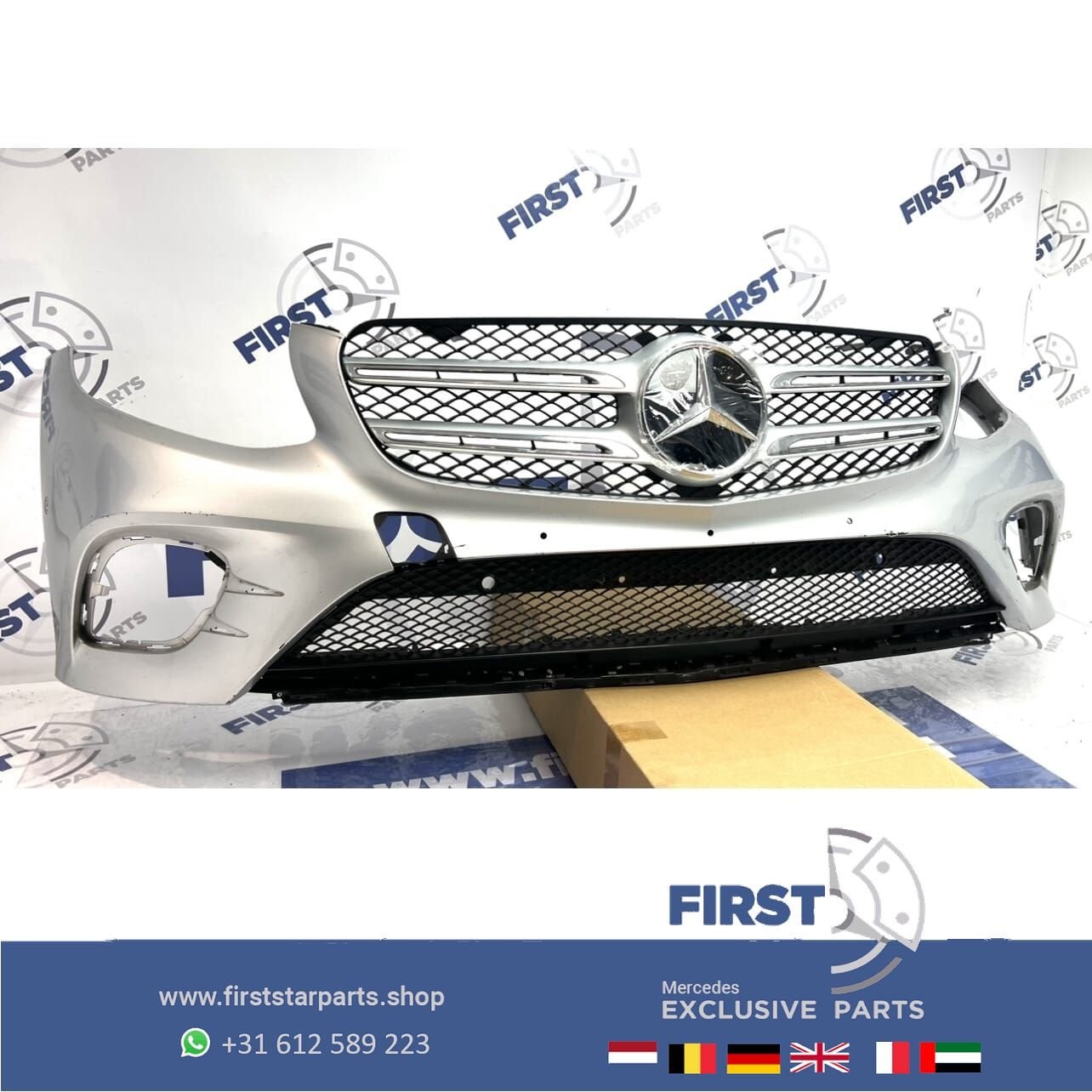 W253 GLC AMG VOORBUMPER Mercedes 2016-2019 BUMPER ZWART / WI, Gebruikt, -, Voor, Ophalen of Verzenden