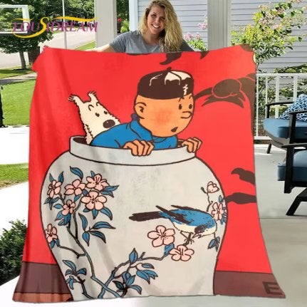 Kuifje de Blauwe Lotus nieuwe warme deken 130cm. X 150cm., Ophalen of Verzenden, Nieuw