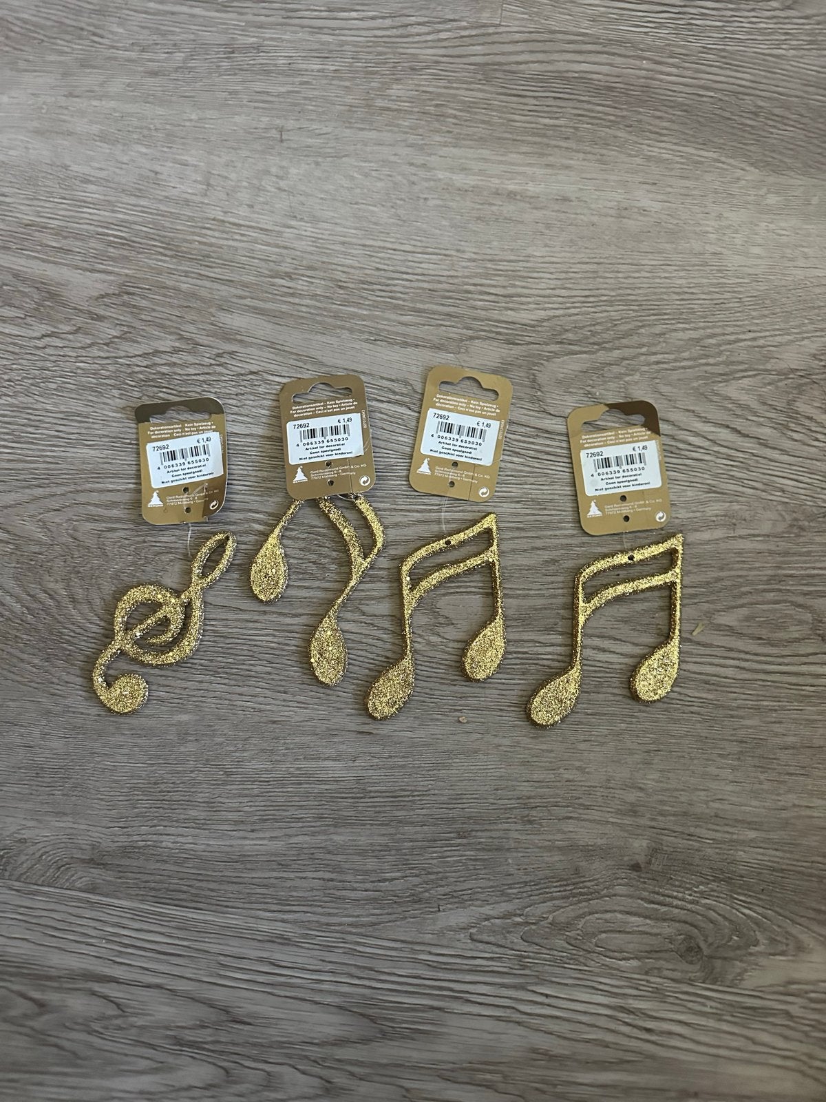 Nieuwe gouden kleurige muzieknoot hangers (4 stuks), Ophalen of Verzenden, Nieuw, Goud