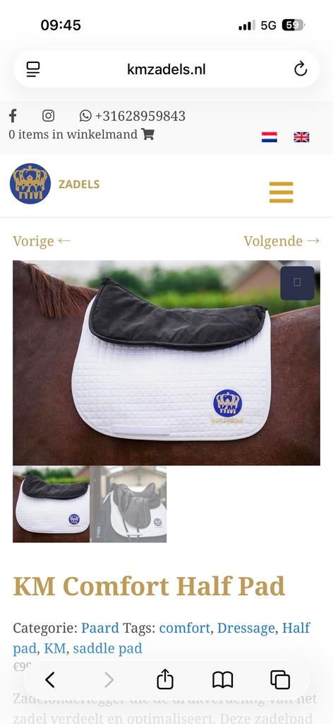 KM zadelpad nieuw / onderlegger, Km, Km@km.nl, Nieuw, Ophalen of Verzenden