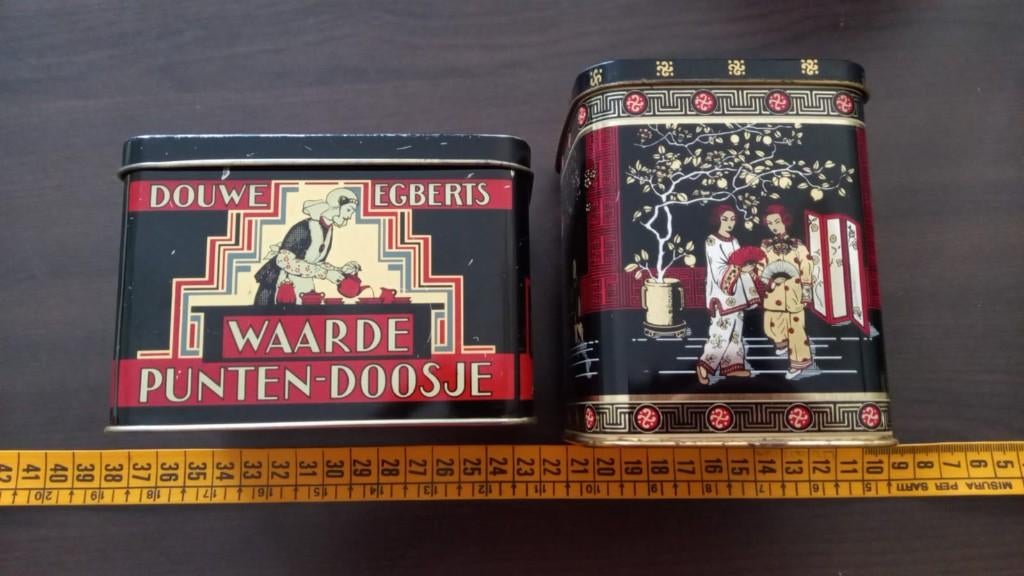 Blik Douwe Egberts 2x, Verzamelen, Ophalen, Zo goed als nieuw, Koffie, Douwe Egberts