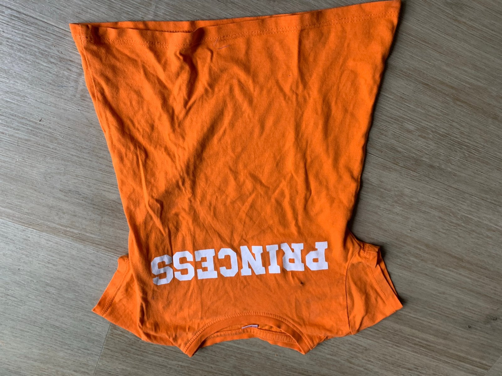 Oranje T-shirt 'Princess' maat 110/116, Ophalen of Verzenden, Gebruikt, Meisje, Shirt of Longsleeve