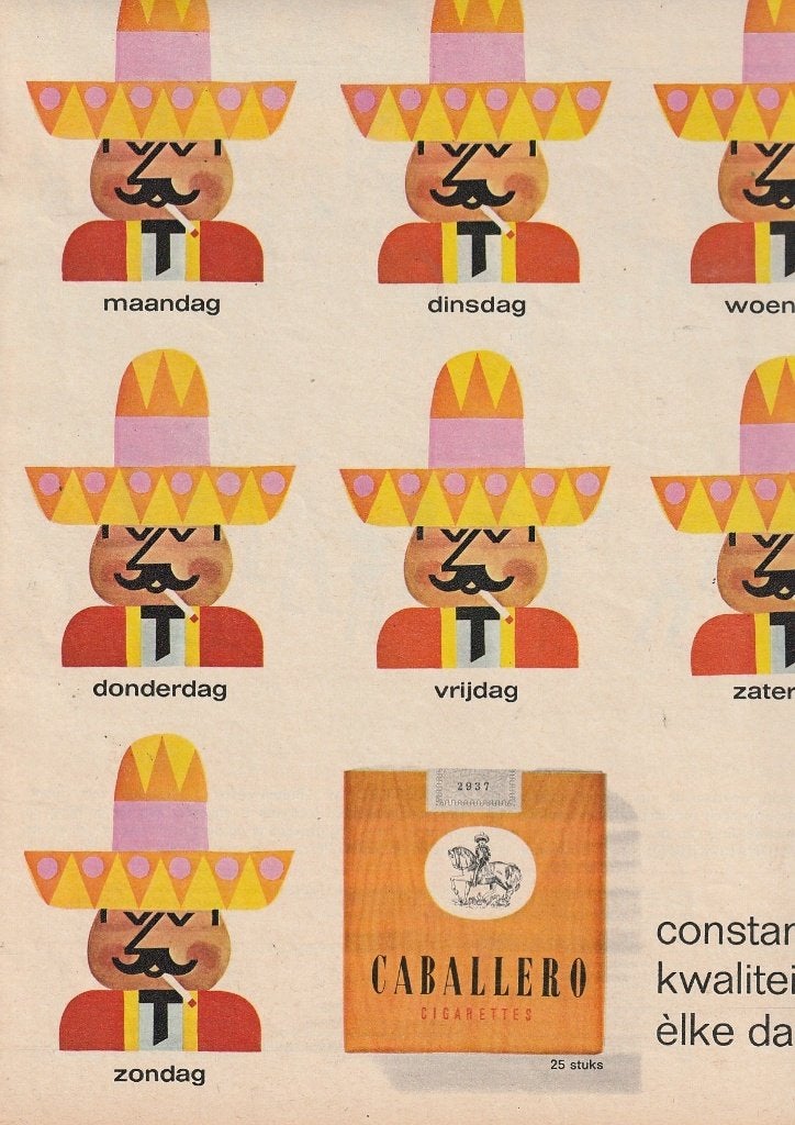 retro reclame 1966 Caballero sigaretten anders dan andere, Verzenden, Overige typen