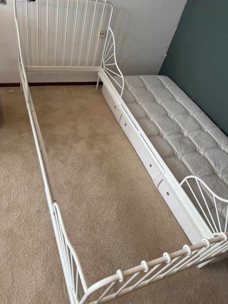 Bed, Ophalen, 90 cm, Eenpersoons, Wit