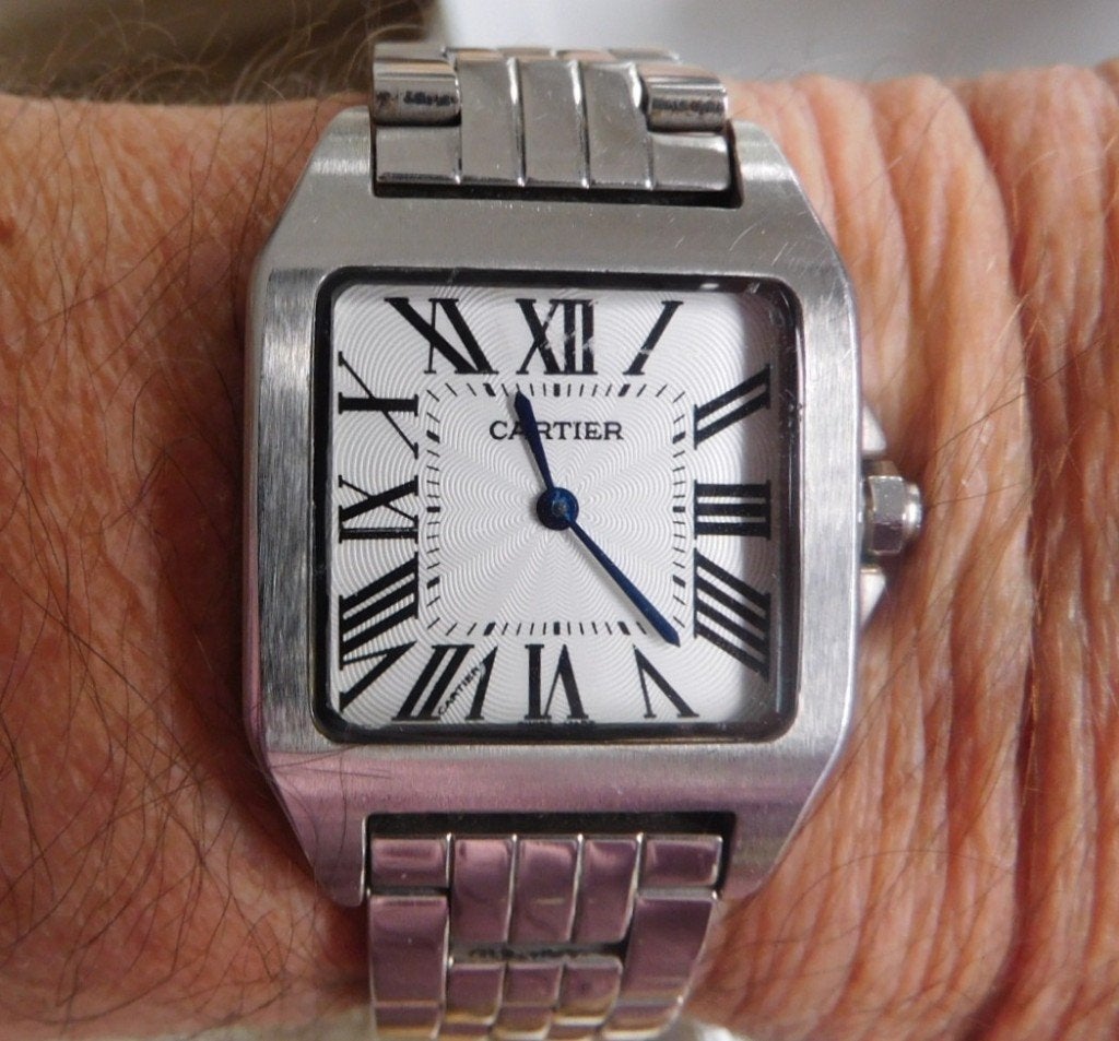 Cartier Santos 100 herenhorloge Staal, Overige merken, Staal, Gebruikt, Staal