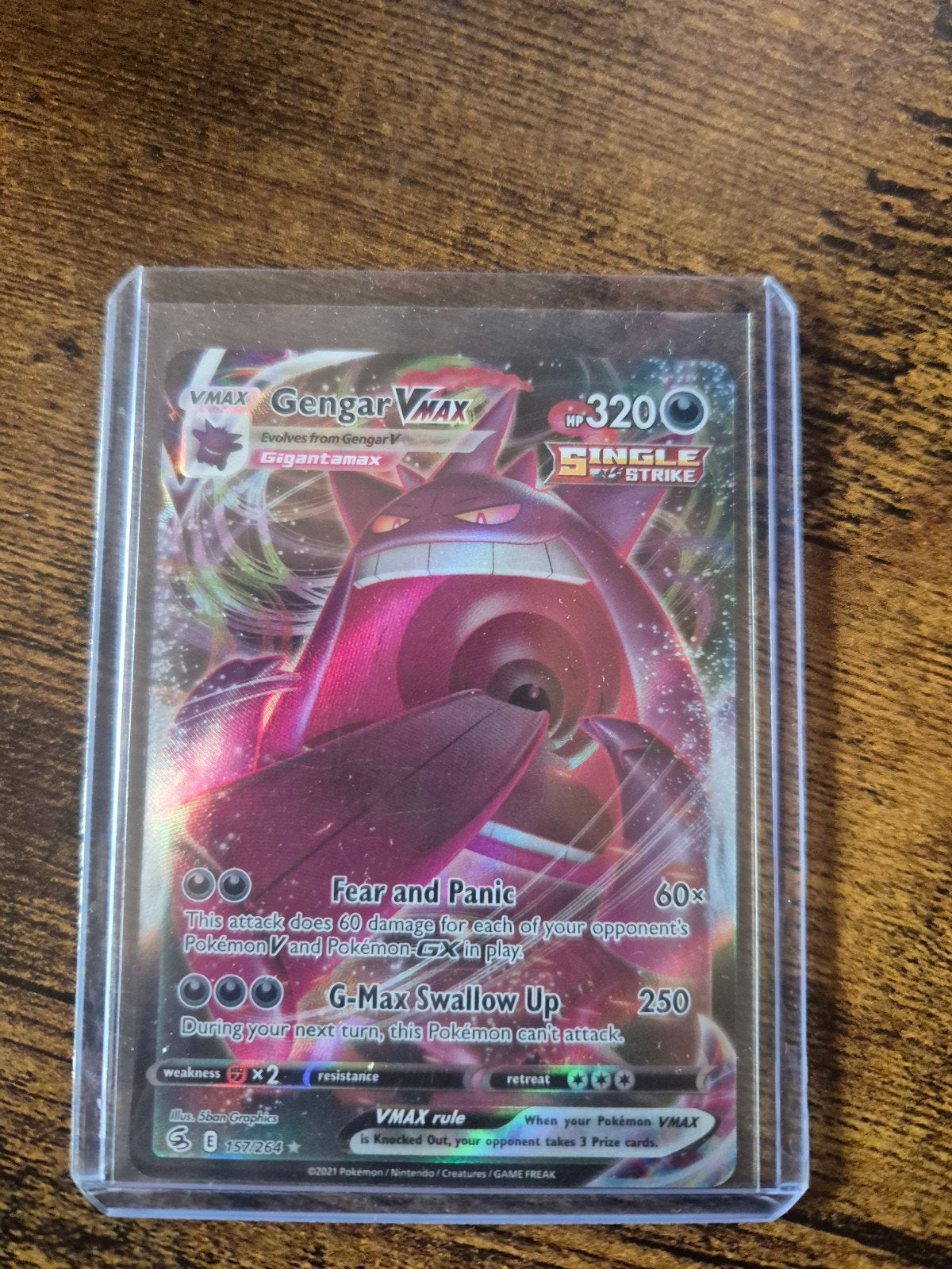 Gengar VMAX 157/264 Fusion Strike Pokémon Kaart, Ophalen of Verzenden, Zo goed als nieuw