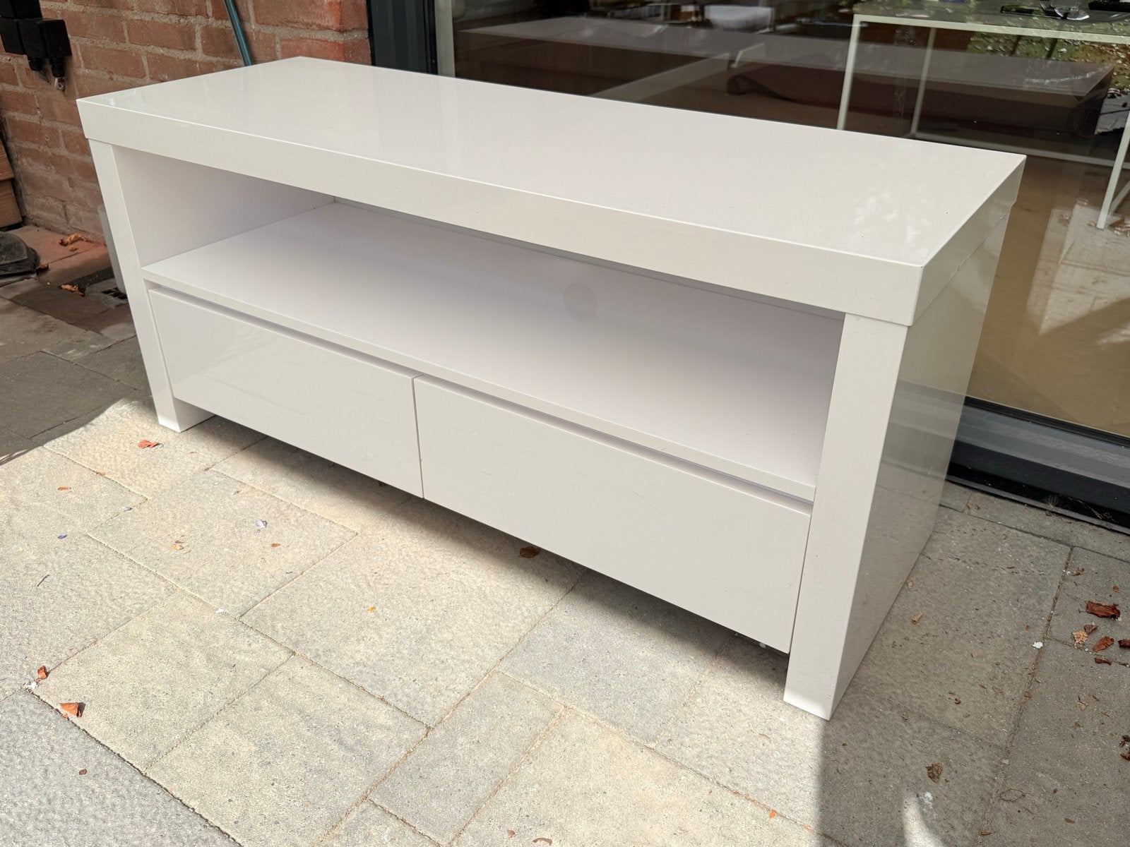 TV meubel hoogglans wit 110x40x50 cm, Ophalen, Gebruikt, 100 tot 150 cm, Minder dan 100 cm