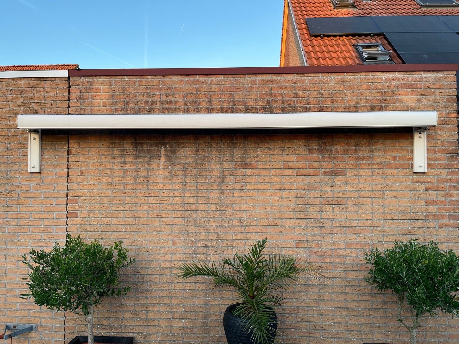 Elektrisch zonnescherm 3,50m breed, 2,75m uitval, Ophalen, Gebruikt, Elektrisch, 150 tot 300 cm