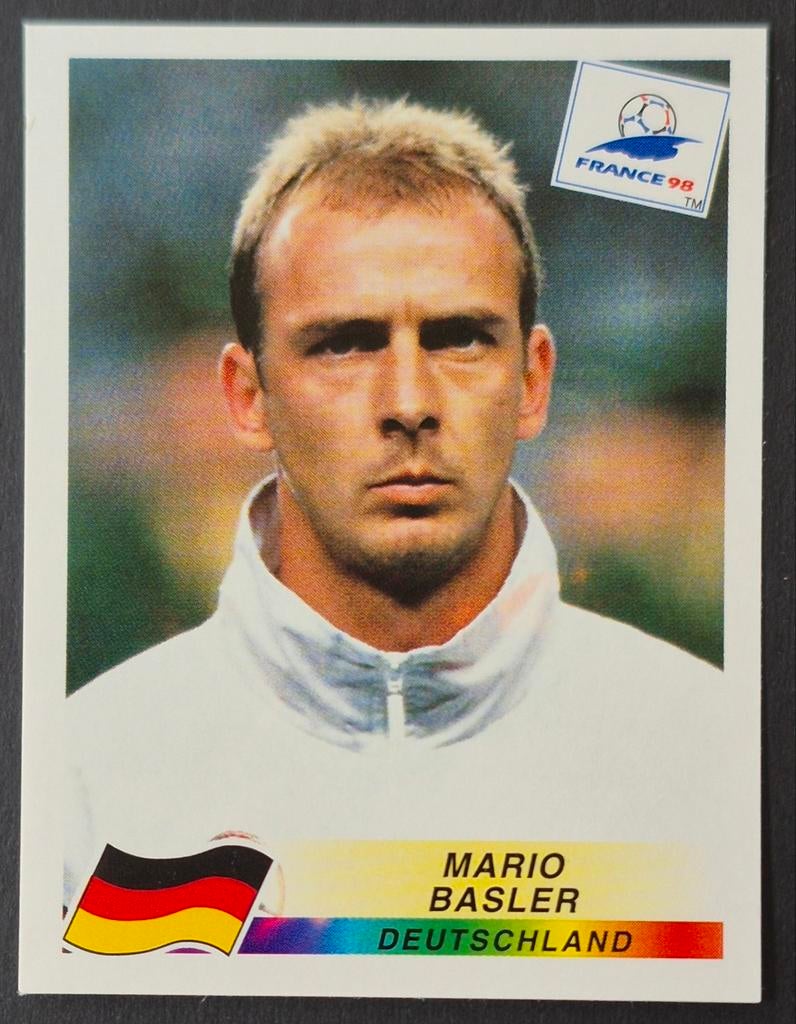 Panini sticker Mario Basler - Duitsland, WK 98, Ophalen of Verzenden, Zo goed als nieuw, Buitenlandse clubs, Poster, Plaatje of Sticker