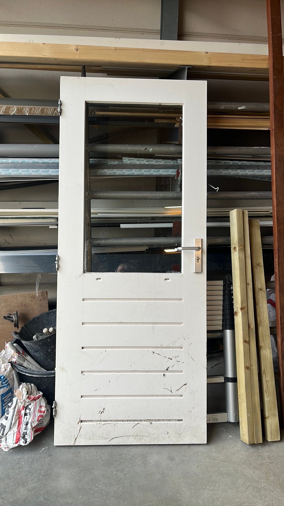 Hardhouten deur 827 x 2010 met thermopane, Gebruikt, Overige typen, 150 tot 225 cm, Inclusief glas