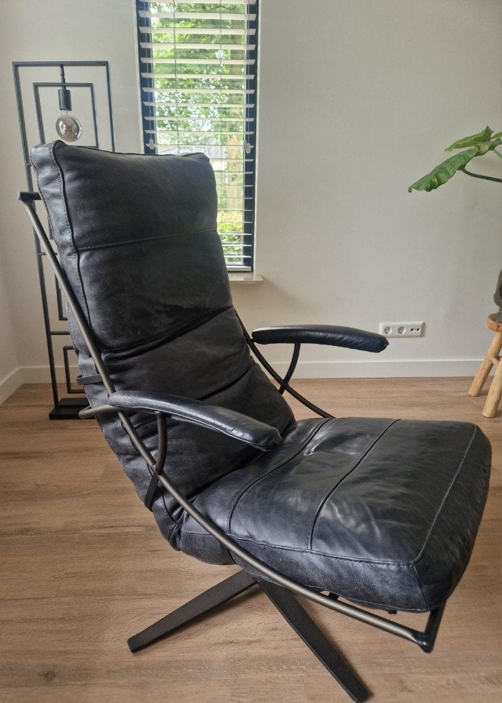 Fauteuil Tiberius Anker, Ophalen, Gebruikt, Minder dan 75 cm, Leer