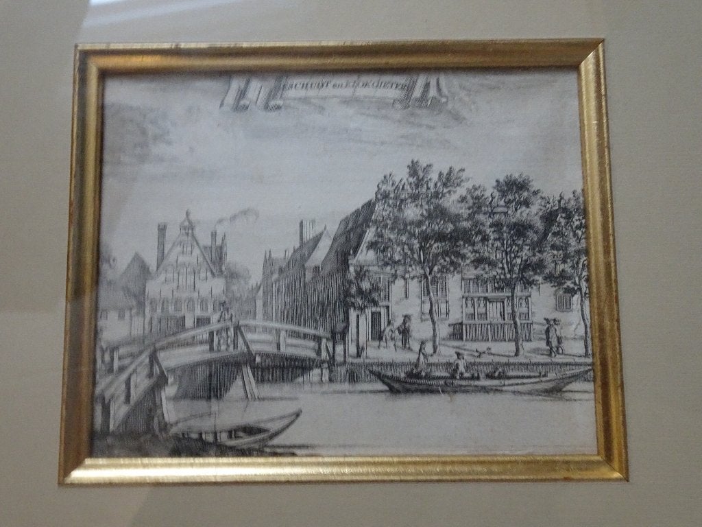 gravure Lijnbaansgracht Amsterdam Commelin 1691, Verzenden, Stadsgezicht, Ingelijst, Gravure