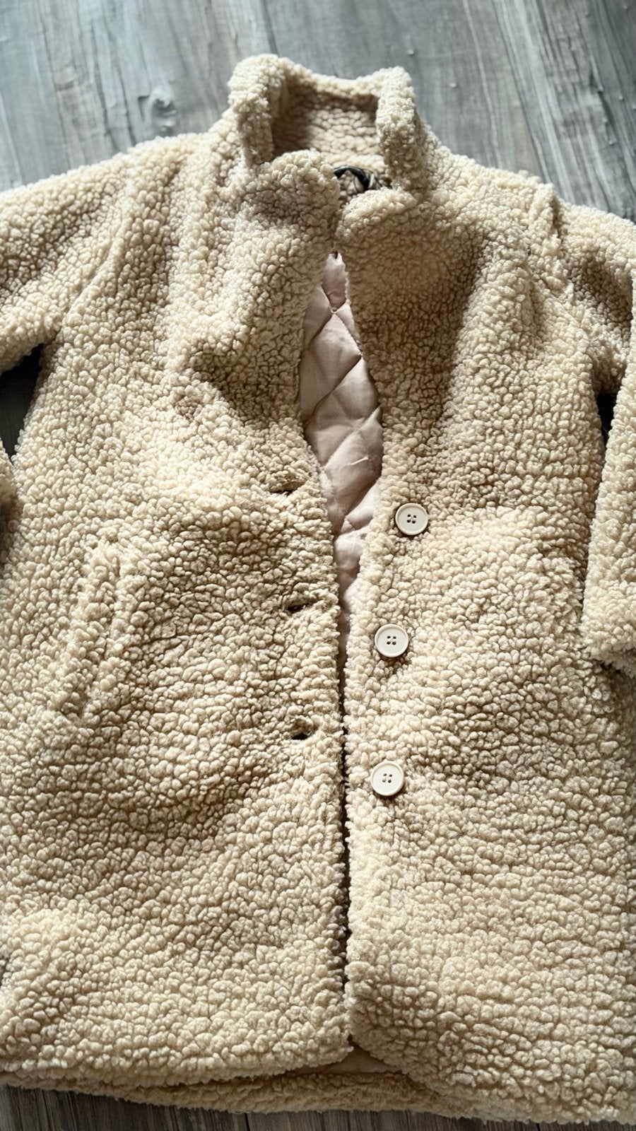 Teddy jas beige maat 140, Verzenden, Zo goed als nieuw, Meisje, Jas