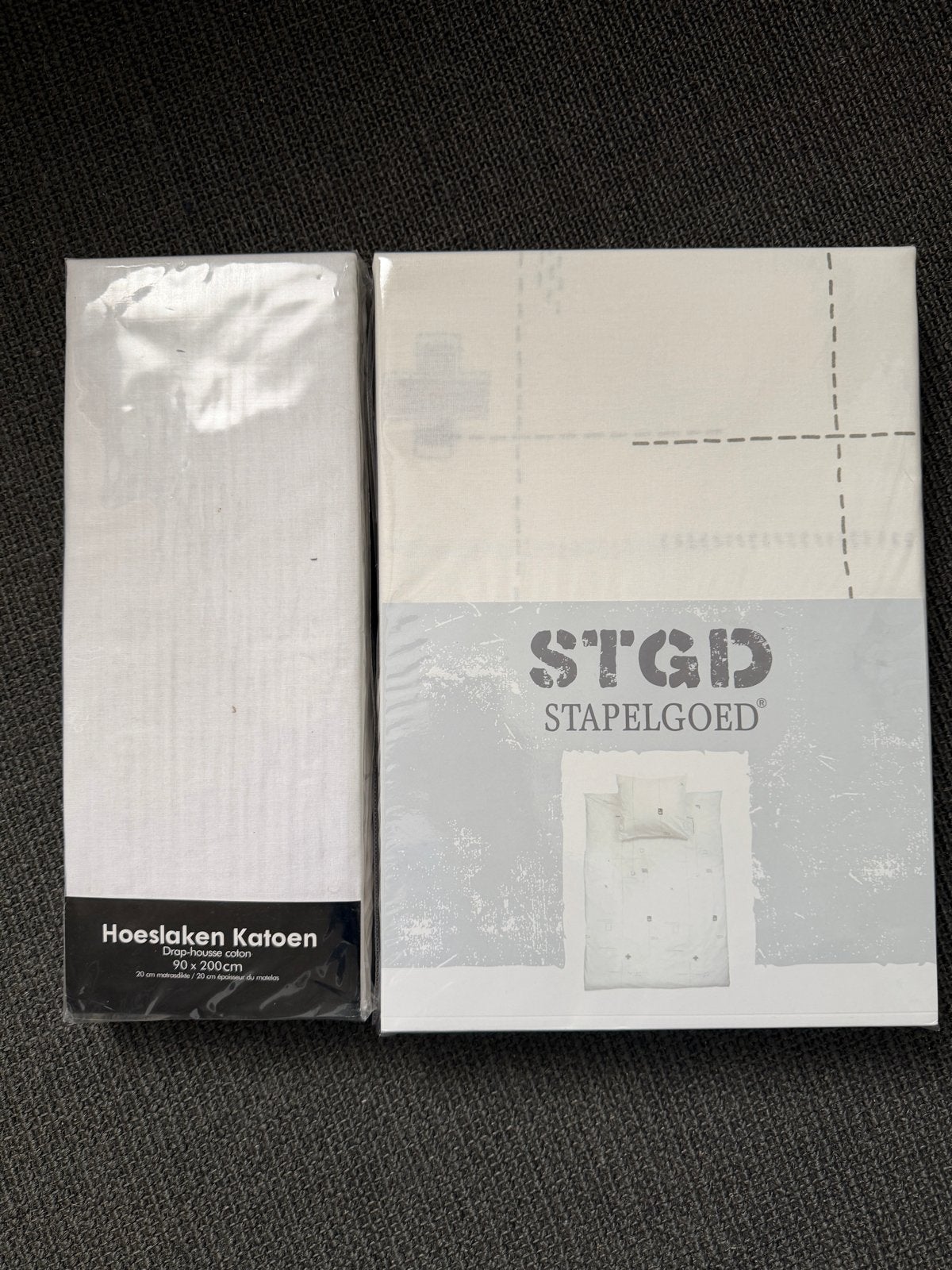 Stapelgoed dekbedovertrek 140x200cm + hoeslaken 90x200cm, Eenpersoons, Wit, Beddengoedset, Katoen