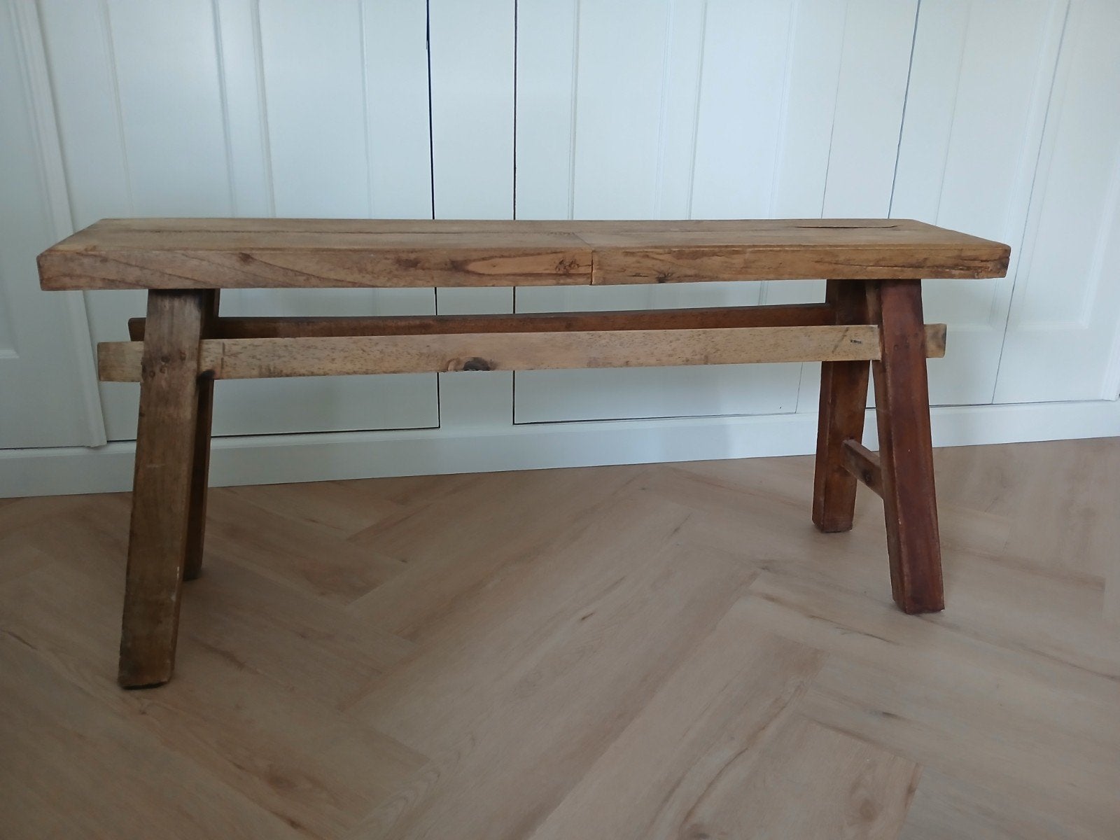Houten bankje, Huis en Inrichting, Ophalen, Hout, Bruin, Landelijk