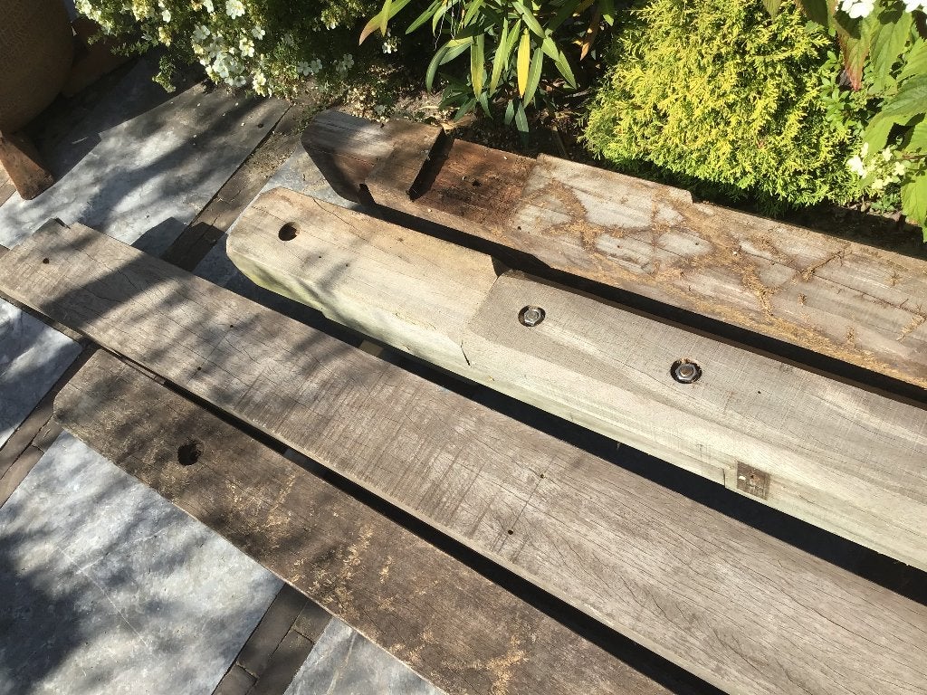 Zware azobé palen en balken te koop, Tuin en Terras, Ophalen, Gebruikt, Palen, Hardhout
