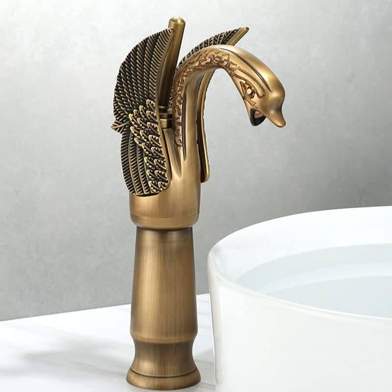 Draak Zwaan Mengkraan Waskom wastafelkraan BRONS Klassiek, Ophalen of Verzenden, Nieuw, Chroom, Kraan