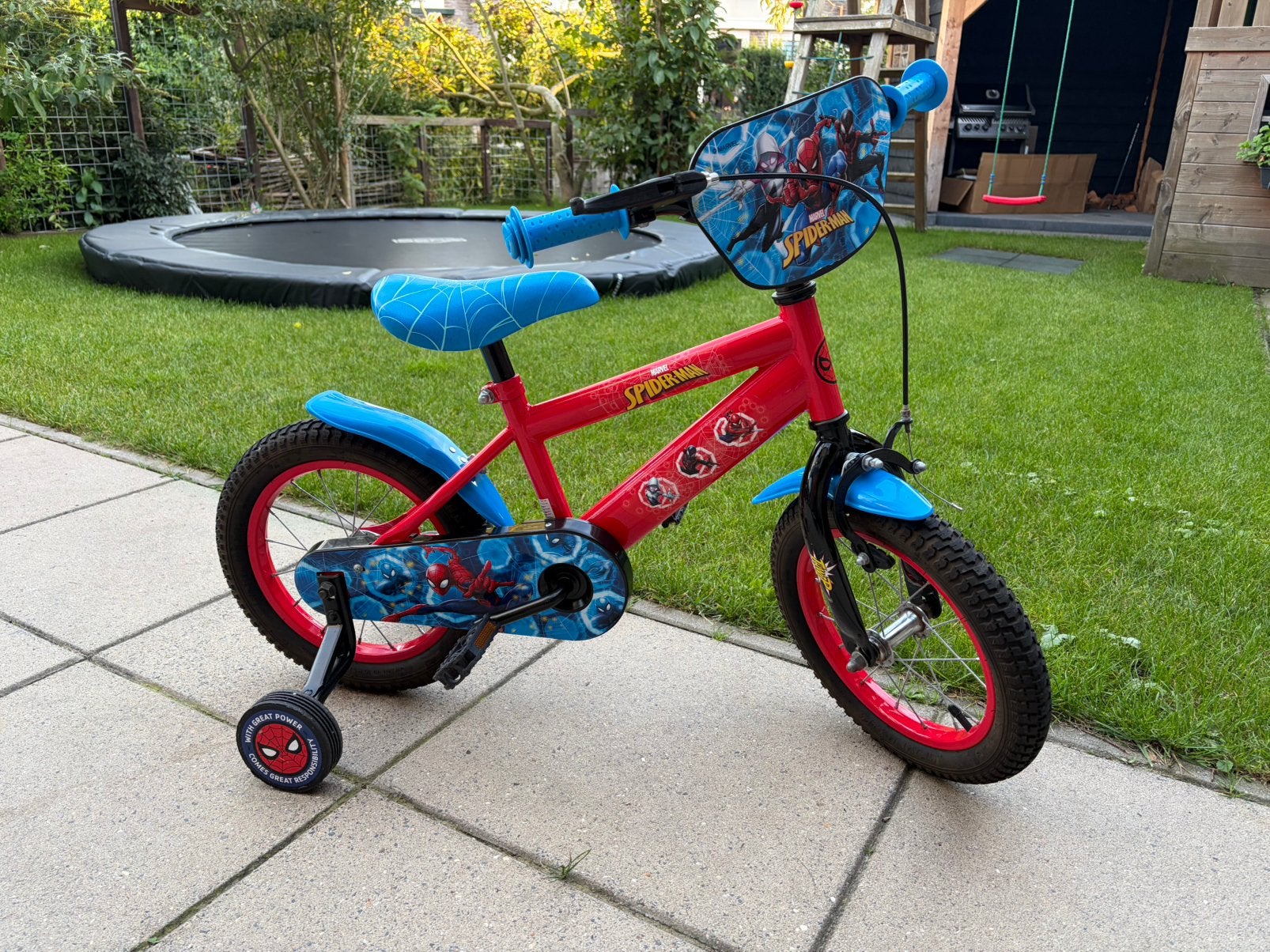 Spider-Man jongens fiets 14 inch, Ophalen, Terugtraprem, Zijwieltjes, Minder dan 16 inch
