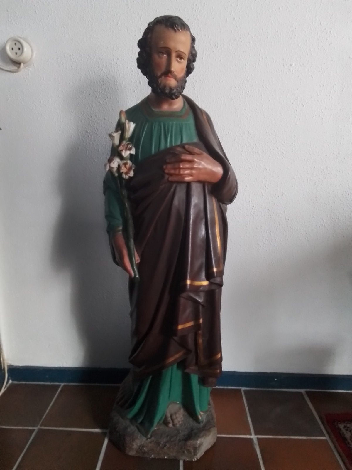 Groot religieus kerkbeeld van Sint Jozef met lelies 103 cm, Ophalen